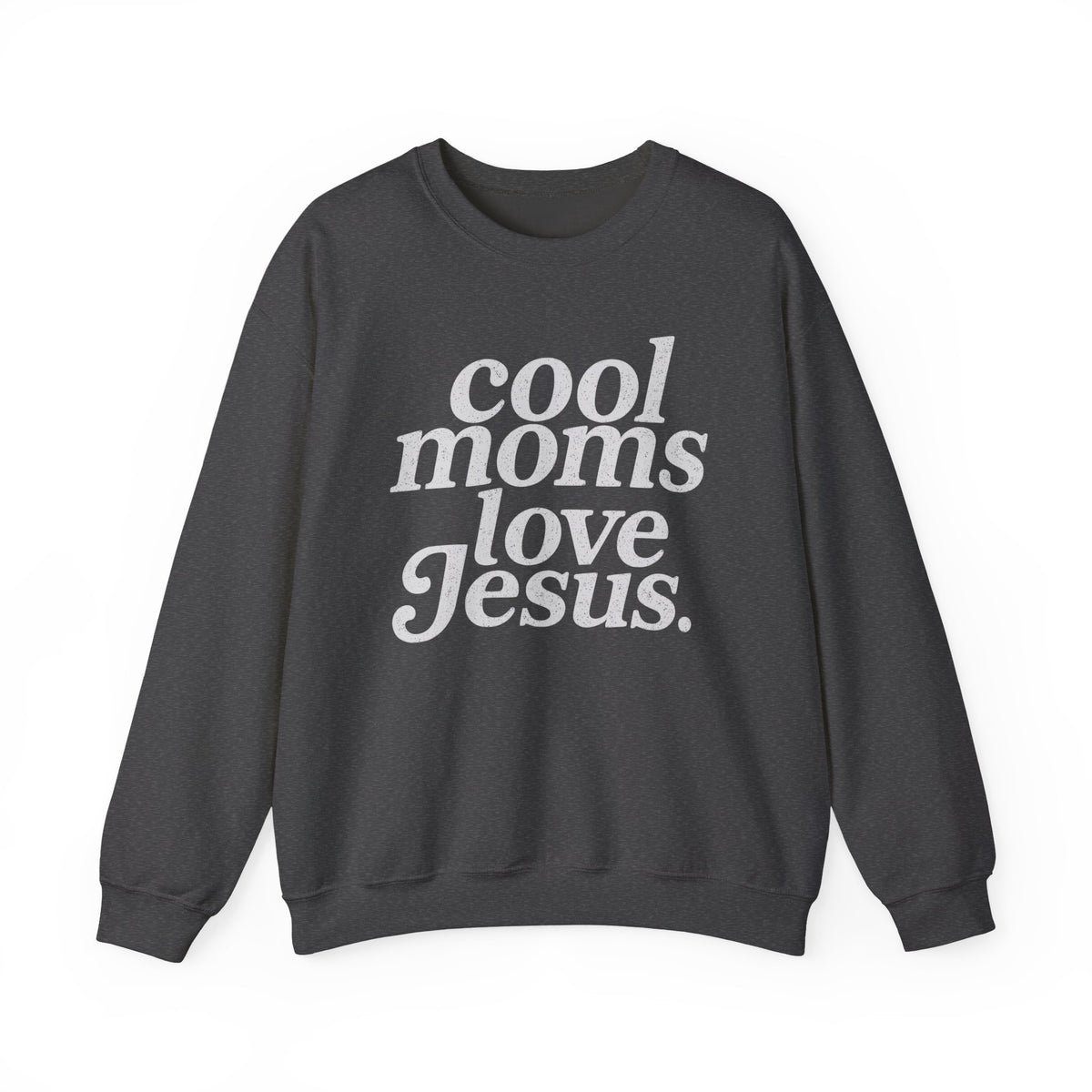 Cool Moms Love Jesus – Gildan Heavy Blend | Trendy Women’s Soft Sweatshirt. Direct to Garment. Printed & Shipped in the USA. Unisex Sizes.