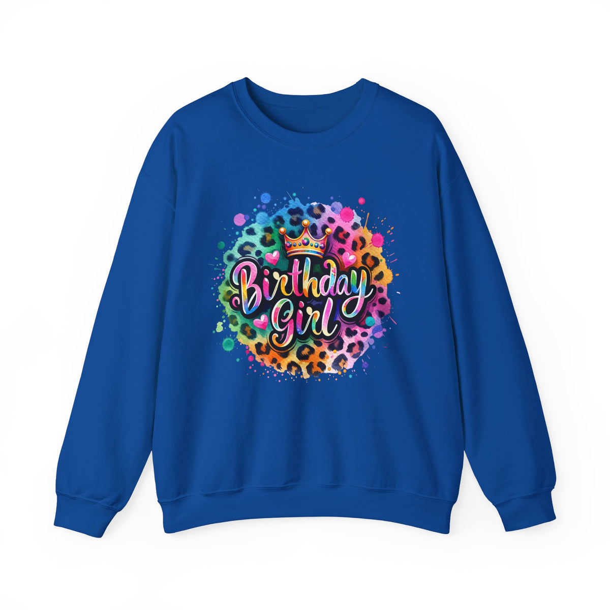 Birthday Girl, Neon Leopard – Gildan Heavy Blend | Trendy Women’s Soft Sweatshirt. Direct to Garment. Printed & Shipped in the USA. Unisex Sizes.