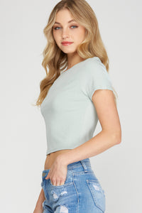 Short Sleeve (Mint) Ribbed Basic Top
