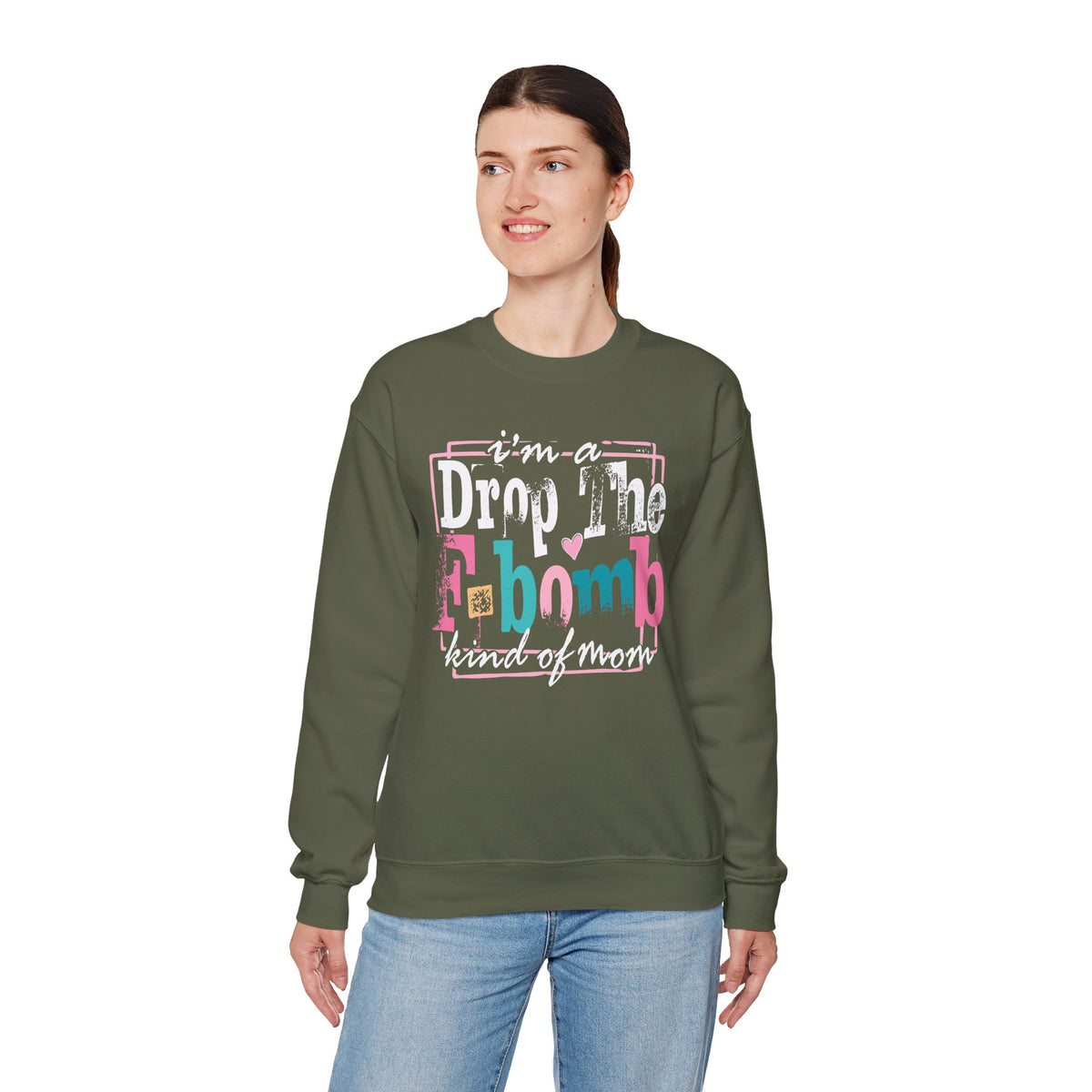 I'm A Drop The F Bomb Kind Of Mom Funny – Gildan Heavy Blend | Trendy Women’s Soft Sweatshirt. Direct to Garment. Printed & Shipped in the USA. Unisex Sizes.