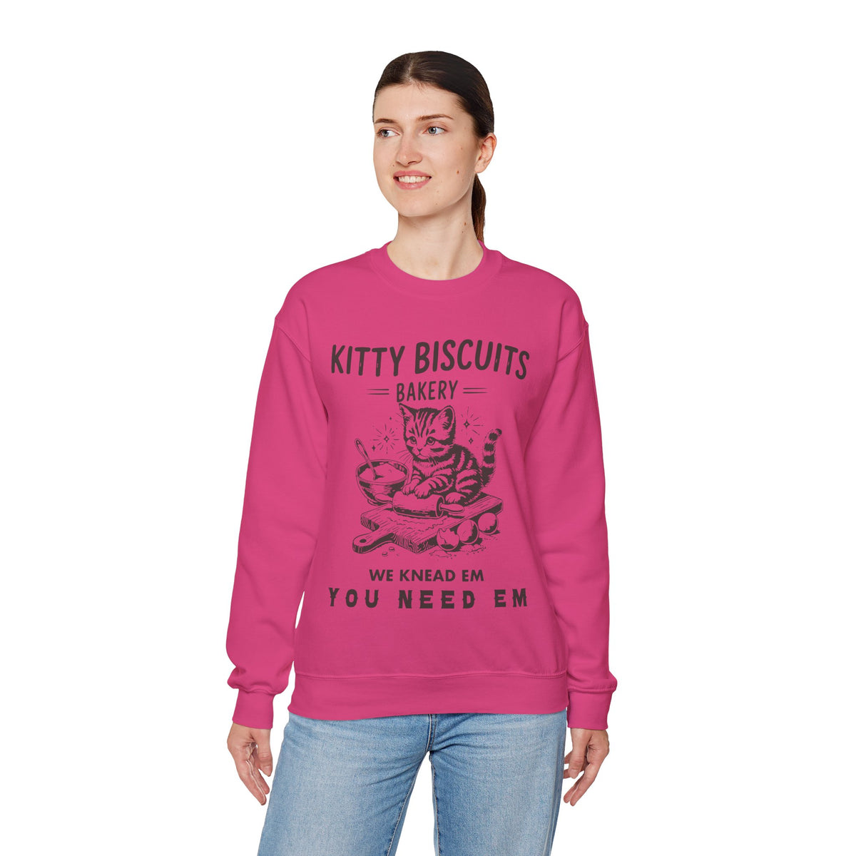 Kitty Biscuits Bakery – Gildan Heavy Blend | Trendy Women’s and Men's Soft Sweatshirt. Direct to Garment. Printed & Shipped in the USA. Unisex Sizes.