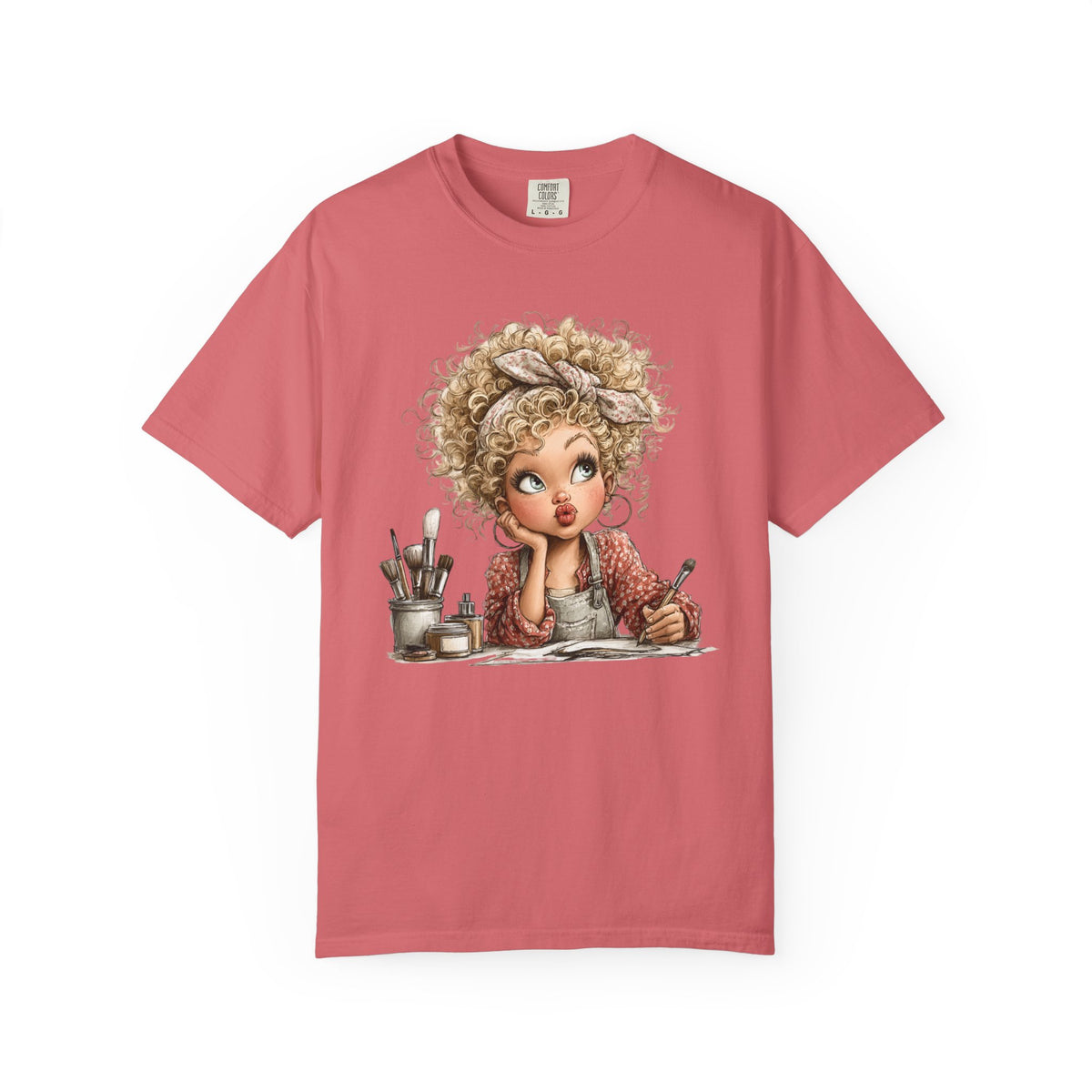 Cute Artist Curly Girl - Comfort Colors | Trendy Women's T-Shirt. Direct to Garment. Printed & Shipped in the USA. Unisex Sizes.