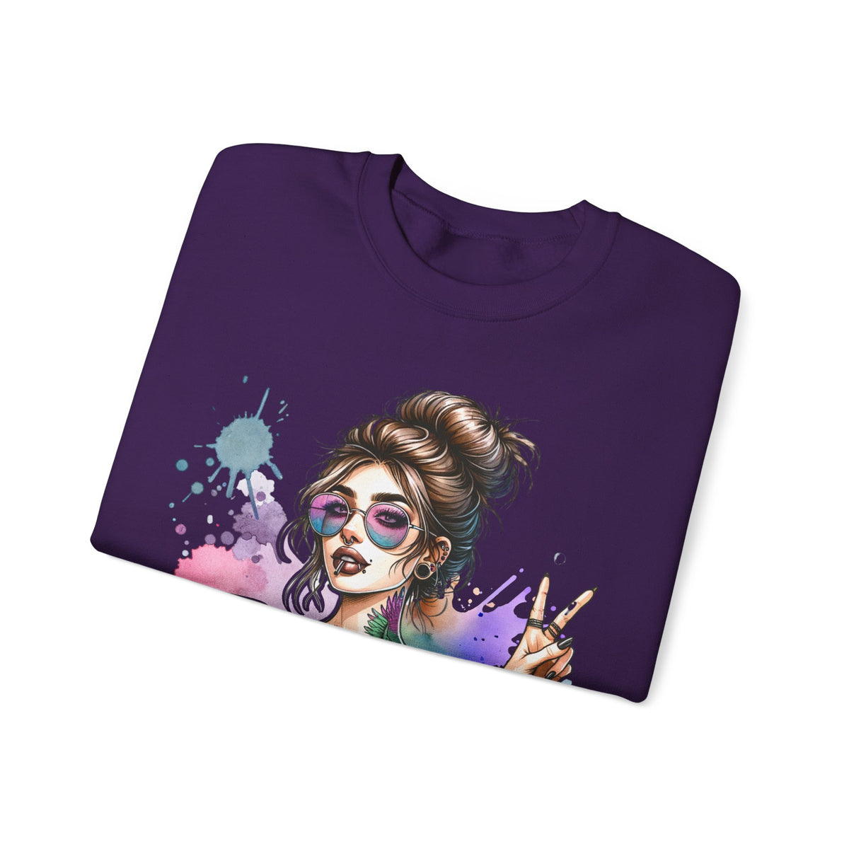 Cool Mombie with Coffee Peace Tattoo - Tired Mom – Gildan Heavy Blend | Trendy Women’s Soft Sweatshirt. Direct to Garment. Printed & Shipped in the USA. Unisex Sizes.