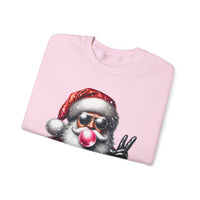 Biker Santa Leather Jacket Bubblegum – Gildan Heavy Blend | Trendy Women’s and Men's Soft Sweatshirt. Direct to Garment. Printed & Shipped in the USA. Unisex Sizes.