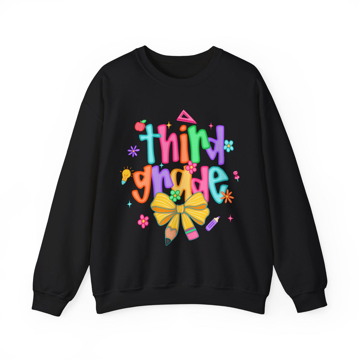 Coquette Third Grade Pencil Bow – Gildan Heavy Blend | Trendy Women’s Soft Sweatshirt. Direct to Garment. Printed & Shipped in the USA. Unisex Sizes.