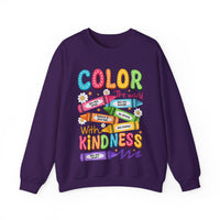 Color the World With Kindness Crayons, Great Teacher Gift – Gildan Heavy Blend | Trendy Women’s and Men's Soft Sweatshirt. Direct to Garment. Printed & Shipped in the USA. Unisex Sizes.
