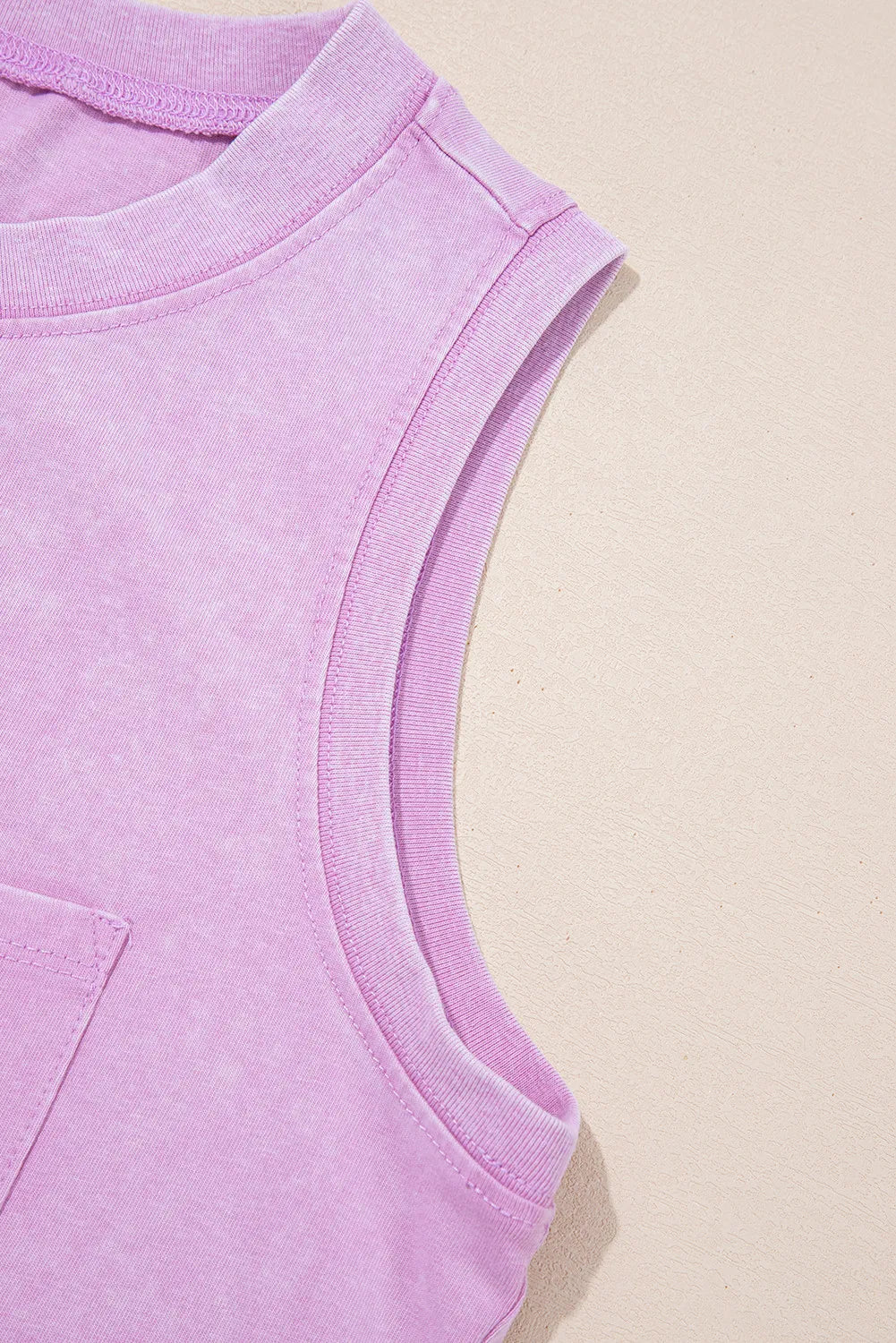 Mineral Wash (Orchid) Sleeveless Top with Chest Pocket