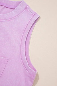 Mineral Wash (Orchid) Sleeveless Top with Chest Pocket