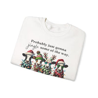 Christmas Cows - Probably Just Gonna Jingle Some Of The Way – Gildan Heavy Blend | Trendy Women’s and Men's Soft Sweatshirt. Direct to Garment. Printed & Shipped in the USA. Unisex Sizes.