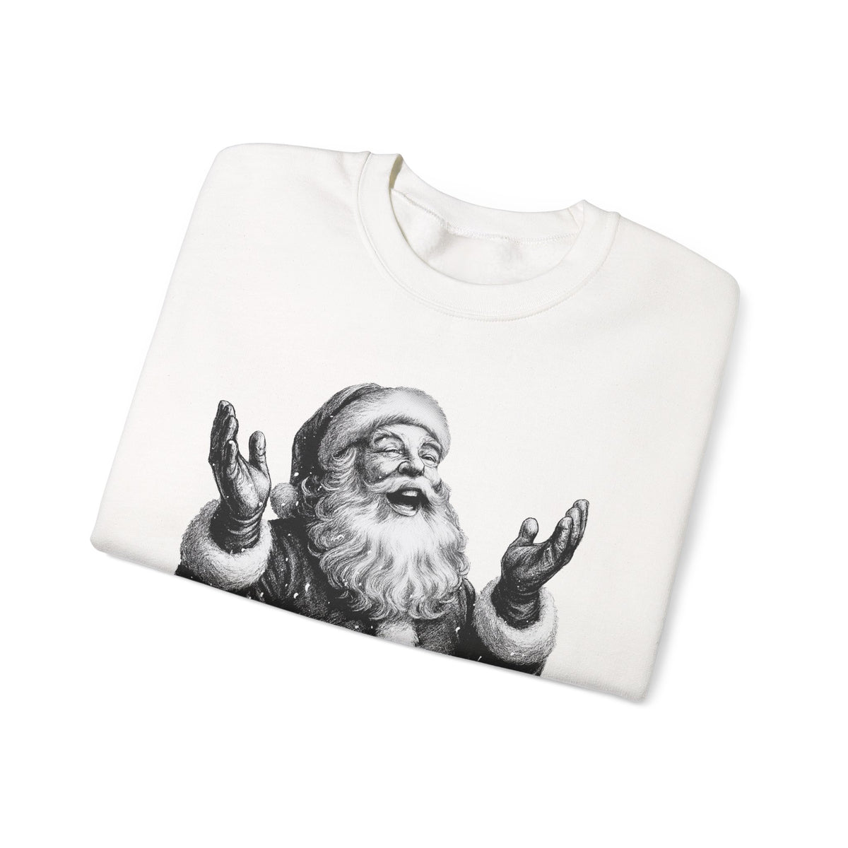 Joyful Santa - Black and White Vintage – Gildan Heavy Blend | Trendy Women’s and Men's Soft Sweatshirt. Direct to Garment. Printed & Shipped in the USA. Unisex Sizes.
