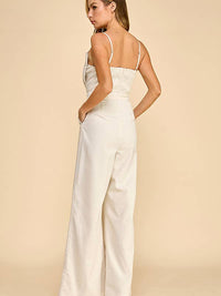 Accordian Shape (Cream) Cami Linen Jumpsuit