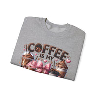 Coffee Is My Soul Food, Iced Coffee, Pink Bow – Gildan Heavy Blend | Trendy Women’s Soft Sweatshirt. Direct to Garment. Printed & Shipped in the USA. Unisex Sizes.