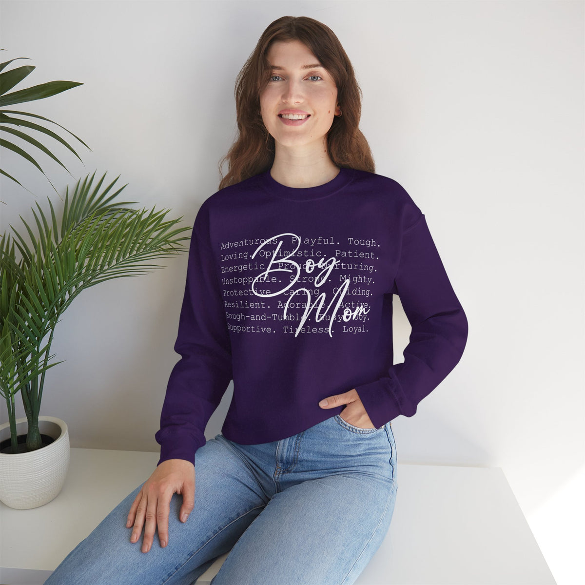 Boy Mom Typography – Gildan Heavy Blend | Trendy Women’s Soft Sweatshirt. Direct to Garment. Printed & Shipped in the USA. Unisex Sizes.
