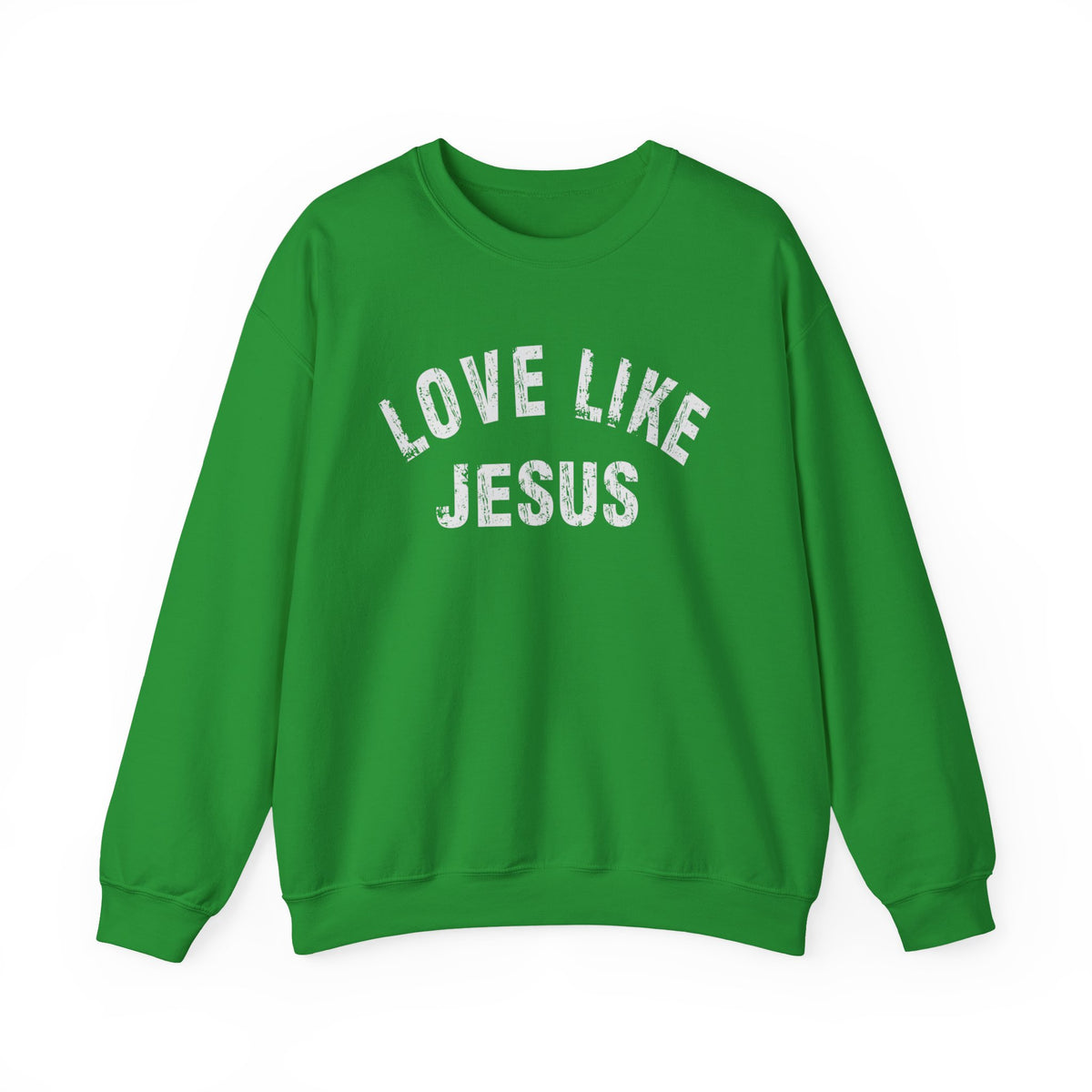 Love Like Jesus - Distressed – Gildan Heavy Blend | Trendy Men's and Women’s Soft Sweatshirt. Direct to Garment. Printed & Shipped in the USA. Unisex Sizes.