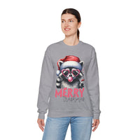Merry Trashmas Bubblegum Raccoon w/Santa Hat Christmas – Gildan Heavy Blend | Trendy Women’s Soft Sweatshirt. Direct to Garment. Printed & Shipped in the USA. Unisex Sizes.