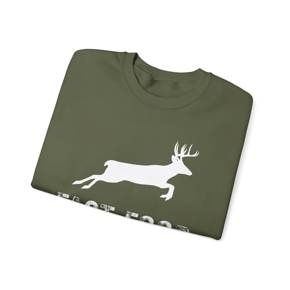 Fast Food Deer Hunting Humor Distressed – Gildan Heavy Blend | Trendy Men's and Women’s Soft Sweatshirt. Direct to Garment. Printed & Shipped in the USA. Unisex Sizes.