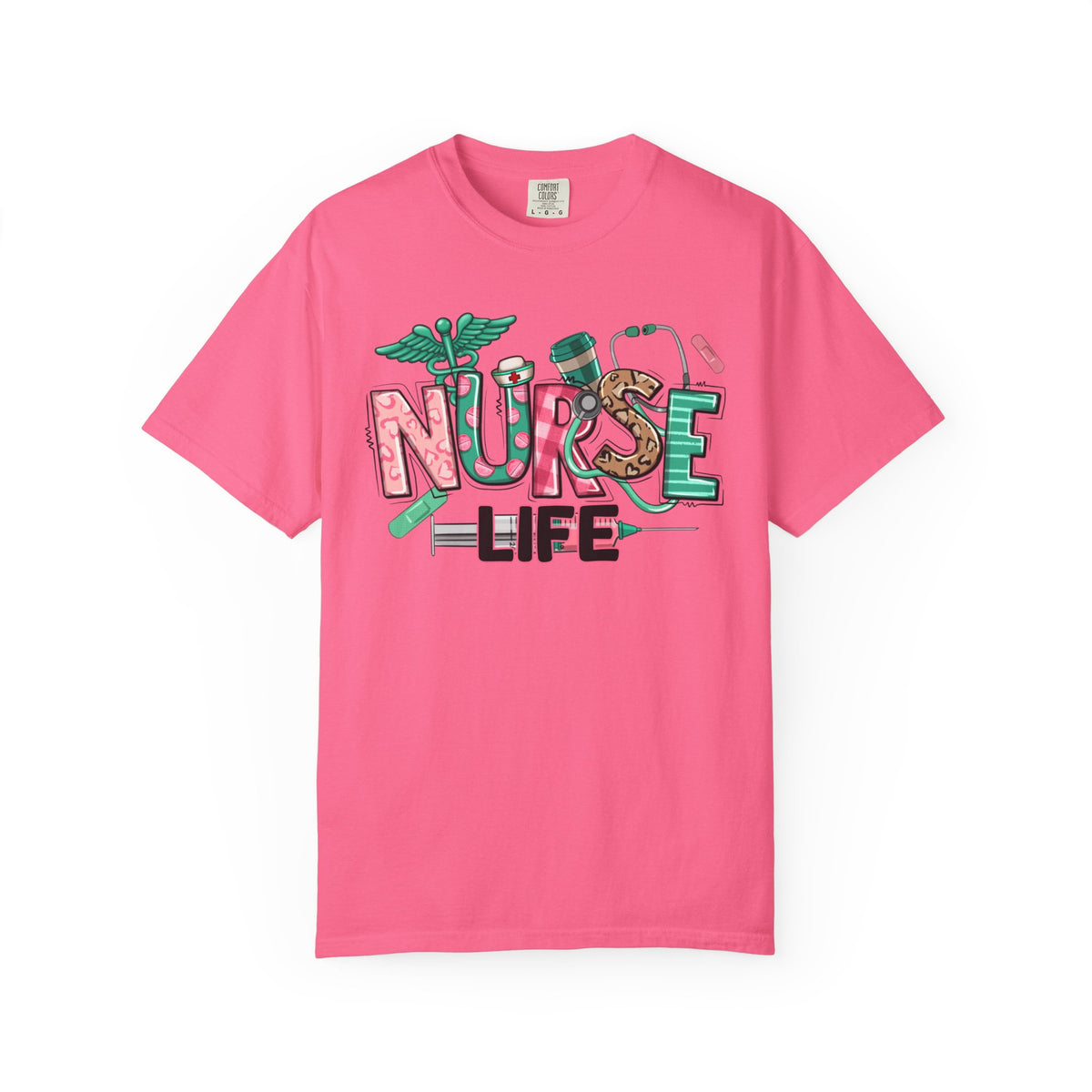 Nurse Life Cute Preppy Healthcare - Comfort Colors | Trendy Women's T-Shirt. Direct to Garment. Printed & Shipped in the USA. Unisex Sizes.