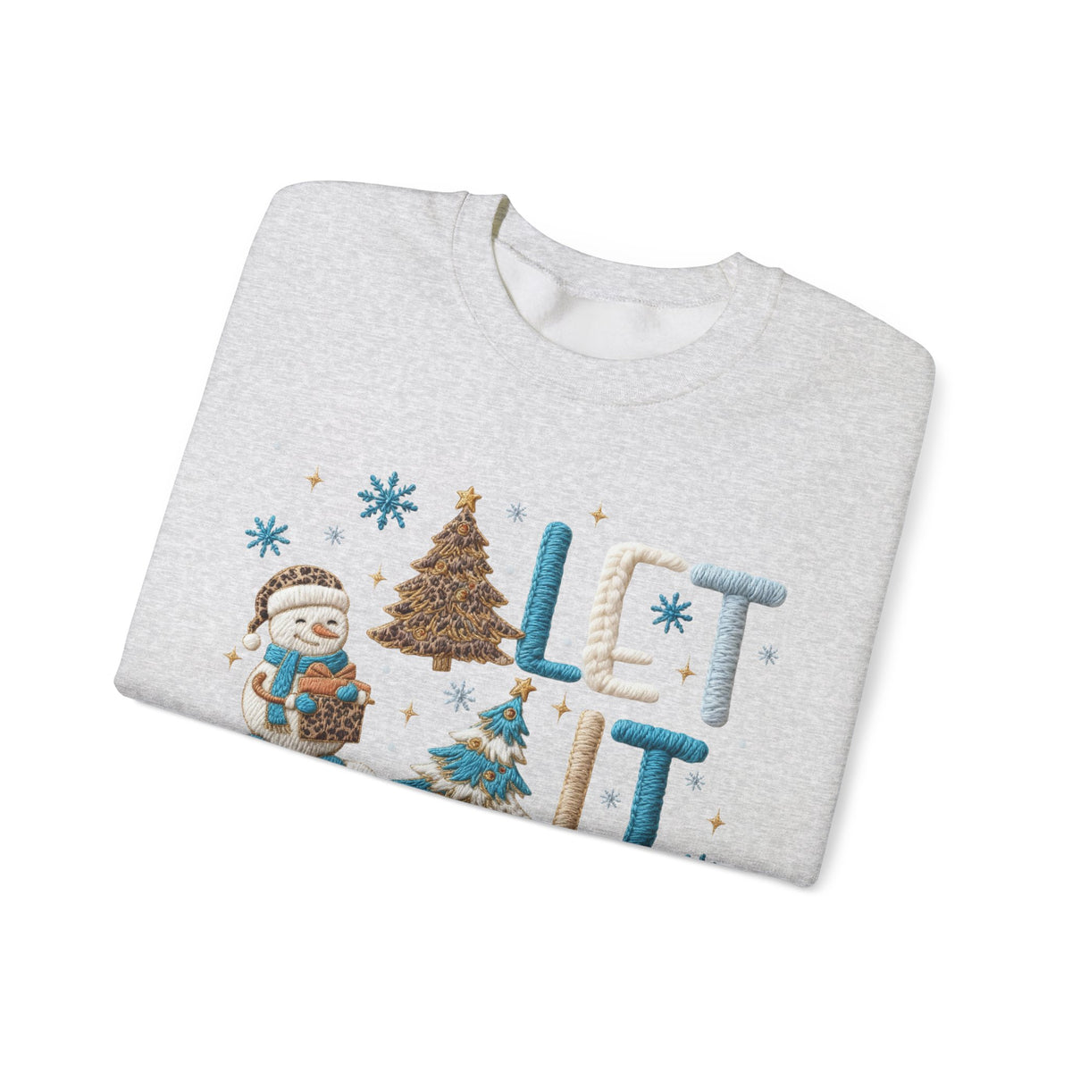 Let It Snow, Snowman – Gildan Heavy Blend | Trendy Women’s Soft Sweatshirt. Direct to Garment. Printed & Shipped in the USA. Unisex Sizes.