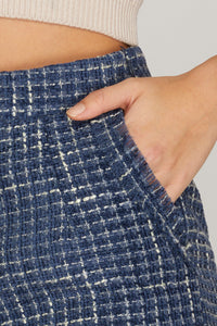 Navy Tweed Shorts with Pockets