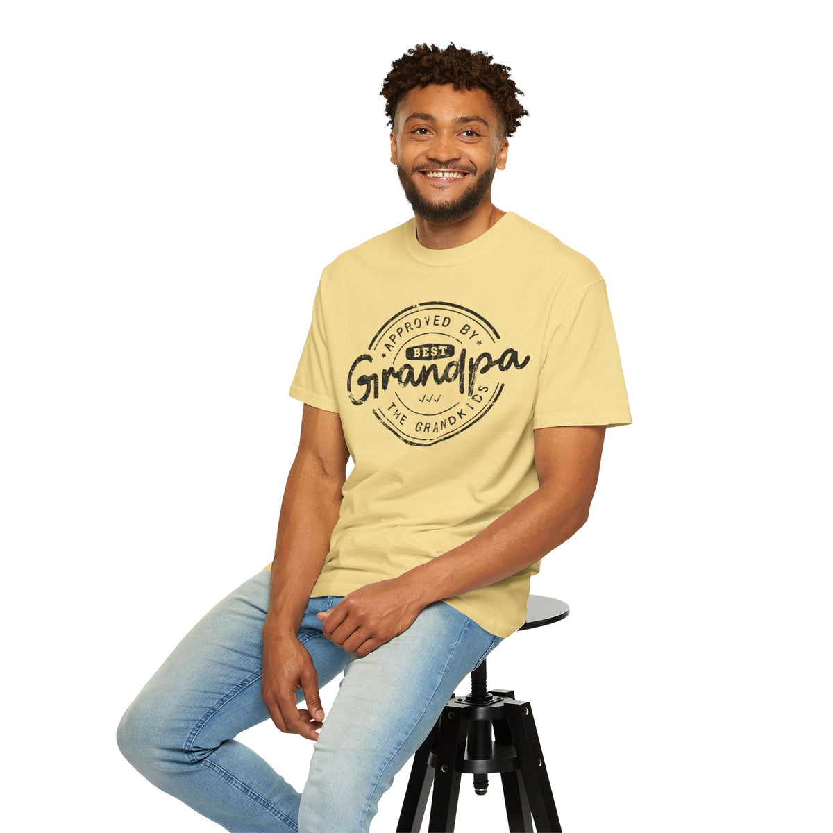 Best Grandpa, Approved by the Grandkids - Comfort Colors | Trendy Men's T-Shirt. Direct to Garment. Printed & Shipped in the USA. Unisex Sizes.