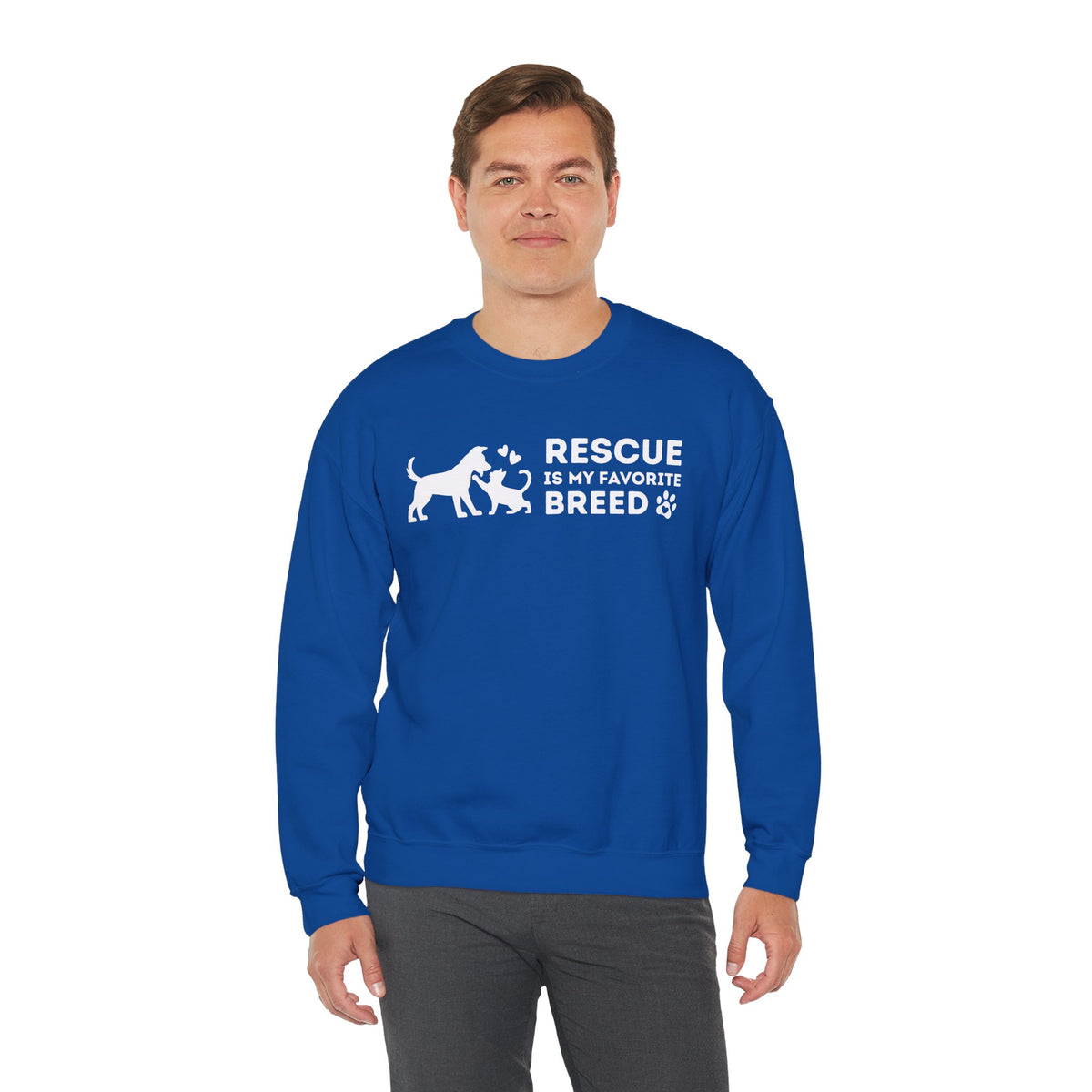 Rescue Is My Favorite Breed *This Shirt Saves Lives* – Gildan Heavy Blend | Trendy Men's and Women’s Soft Sweatshirt. Direct to Garment. Printed & Shipped in the USA. Unisex Sizes.
