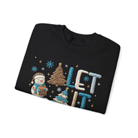 Let It Snow, Snowman – Gildan Heavy Blend | Trendy Women’s Soft Sweatshirt. Direct to Garment. Printed & Shipped in the USA. Unisex Sizes.
