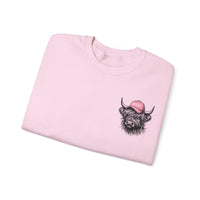 Head Heffa Highland Cow, Front & Back Print – Gildan Heavy Blend | Trendy Women’s Soft Sweatshirt. Direct to Garment. Printed & Shipped in the USA. Unisex Sizes.