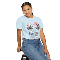 Feral Girl Summer, Possum on a Beach - Comfort Colors | Trendy Women's T-Shirt. Direct to Garment. Printed & Shipped in the USA. Unisex Sizes.