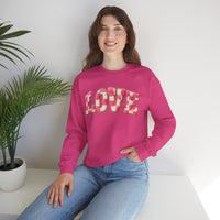 Faux Crochet Checkered LOVE – Gildan Heavy Blend | Trendy Women’s Soft Sweatshirt. Direct to Garment. Printed & Shipped in the USA. Unisex Sizes.