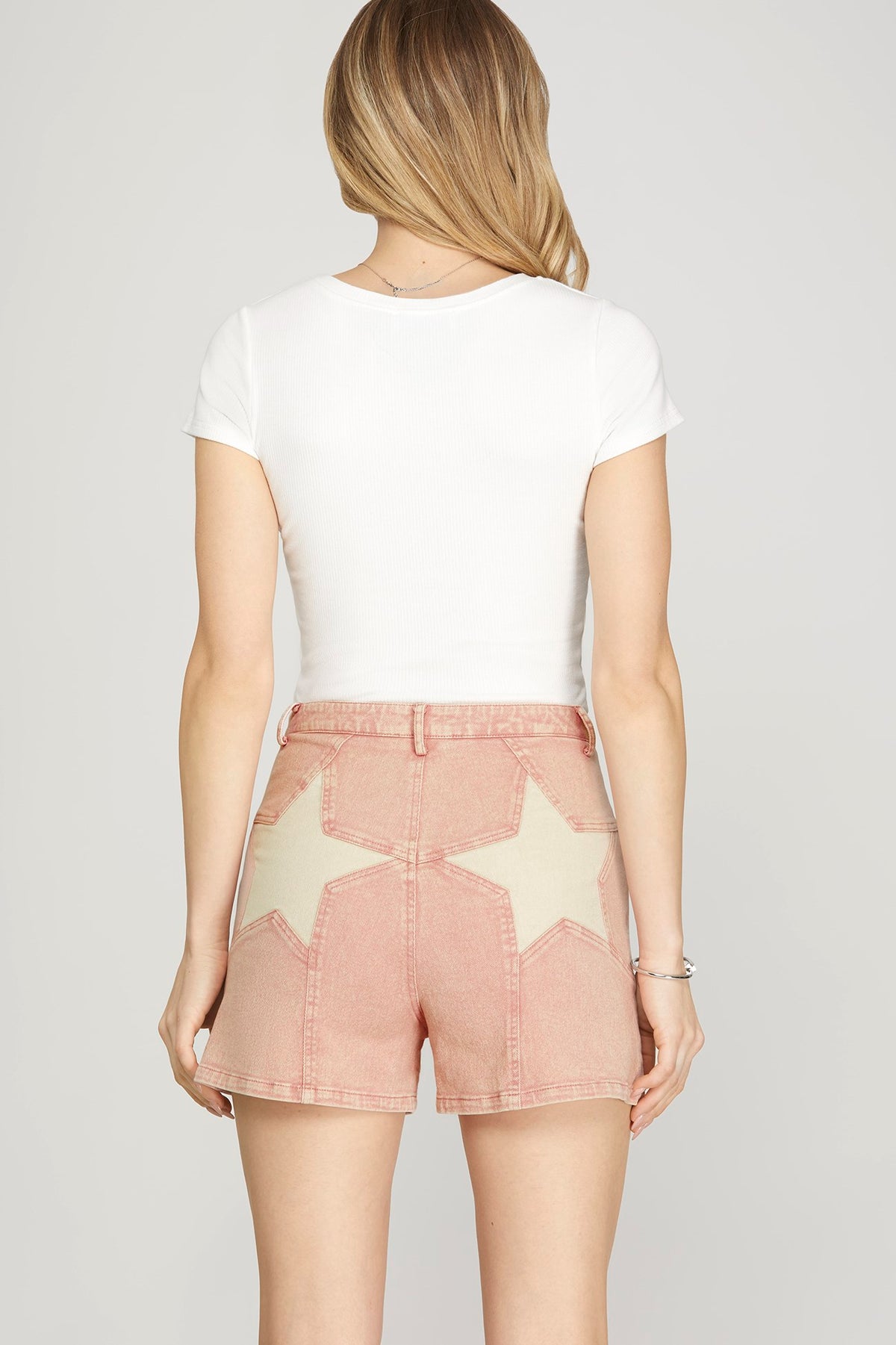Soft (Pink) Star Bum Denim Shorts