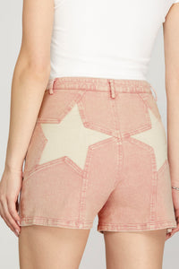 Soft (Pink) Star Bum Denim Shorts