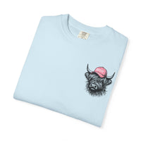 Head Heffa Highland Cow, Front & Back Print - Comfort Colors | Trendy Women's T-Shirt. Direct to Garment. Printed & Shipped in the USA. Unisex Sizes.