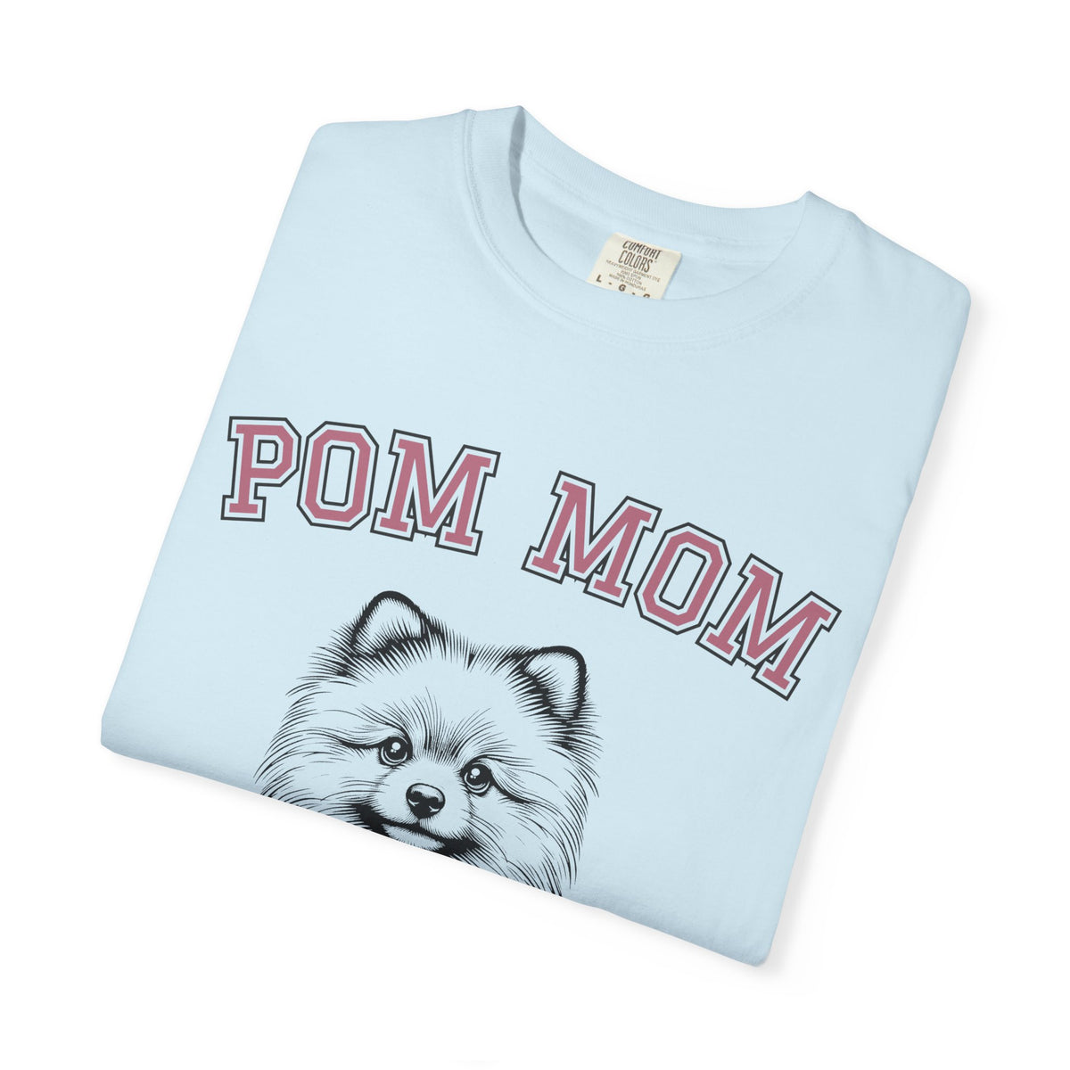 Pom Mom, Varsity - Comfort Colors | Trendy Women's T-Shirt. Direct to Garment. Printed & Shipped in the USA. Unisex Sizes.