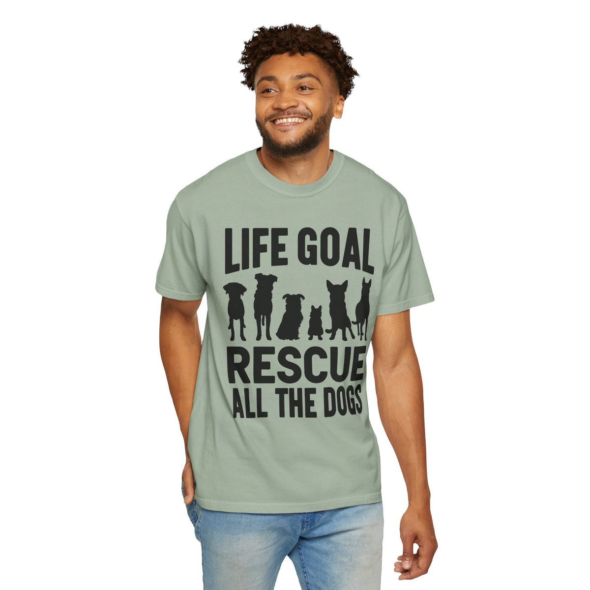 Life Goal Rescue All The Dogs - Comfort Colors | Trendy Unisex T-Shirt. Direct to Garment. Printed & Shipped in the USA. Unisex Sizes.