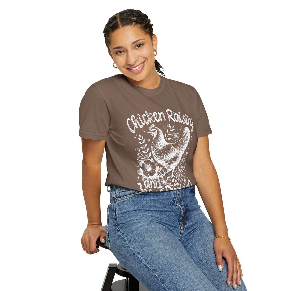 Chicken Raising and Jesus Praising - Comfort Colors | Trendy Men's and Women's T-Shirt. Direct to Garment. Printed & Shipped in the USA. Unisex Sizes.