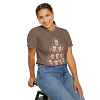 Merry and Caffeinated Iced Coffee Christmas Tree - Comfort Colors | Trendy Women's T-Shirt. Direct to Garment. Printed & Shipped in the USA. Unisex Sizes.