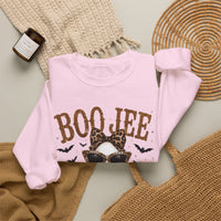 BooJee Ghost with Coffee - Halloween – Gildan Heavy Blend | Trendy Women’s Soft Sweatshirt. Direct to Garment. Printed & Shipped in the USA. Unisex Sizes.