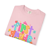 Coquette First Grade Pencil Bow - Comfort Colors | Trendy Women's T-Shirt. Direct to Garment. Printed & Shipped in the USA. Unisex Sizes.