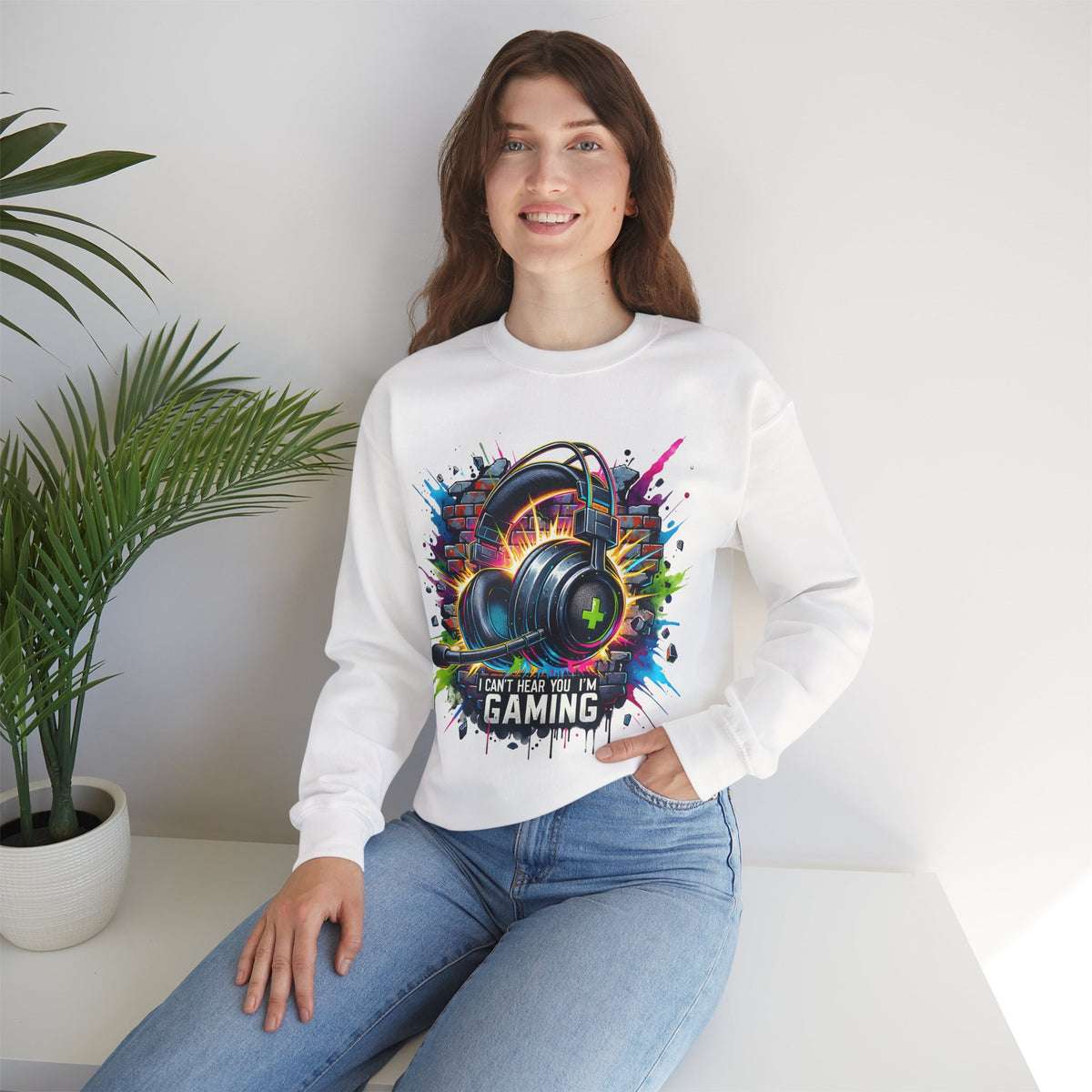 Gaming Headset I Can't Hear You, I'm Gaming – Gildan Heavy Blend | Trendy Women’s and Men's Soft Sweatshirt. Direct to Garment. Printed & Shipped in the USA. Unisex Sizes.