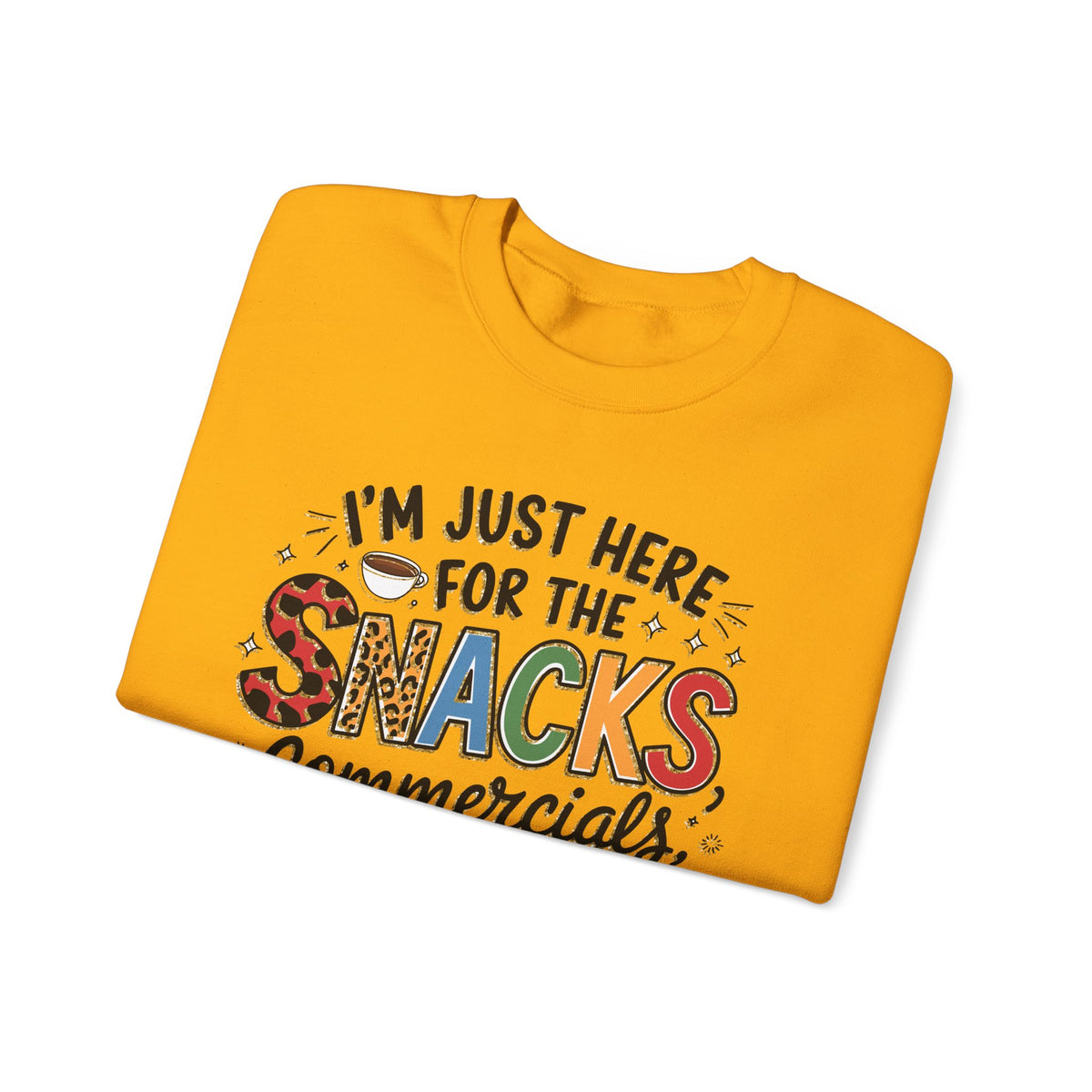 I’m Just Here for the Snacks, Commercials & Halftime Show – Gildan Heavy Blend | Trendy Women’s Soft Sweatshirt. Direct to Garment. Printed & Shipped in the USA. Unisex Sizes.