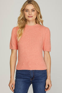 Short Sleeve (Coral Pink) Soft Sweater