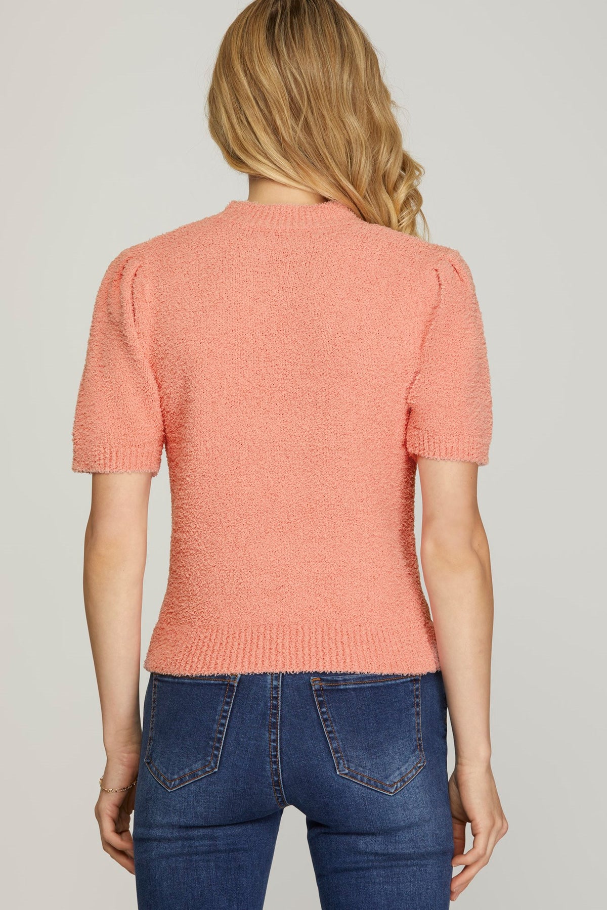Short Sleeve (Coral Pink) Soft Sweater