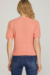 Short Sleeve (Coral Pink) Soft Sweater