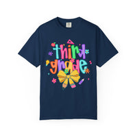 Coquette Third Grade Pencil Bow - Comfort Colors | Trendy Women's T-Shirt. Direct to Garment. Printed & Shipped in the USA. Unisex Sizes.