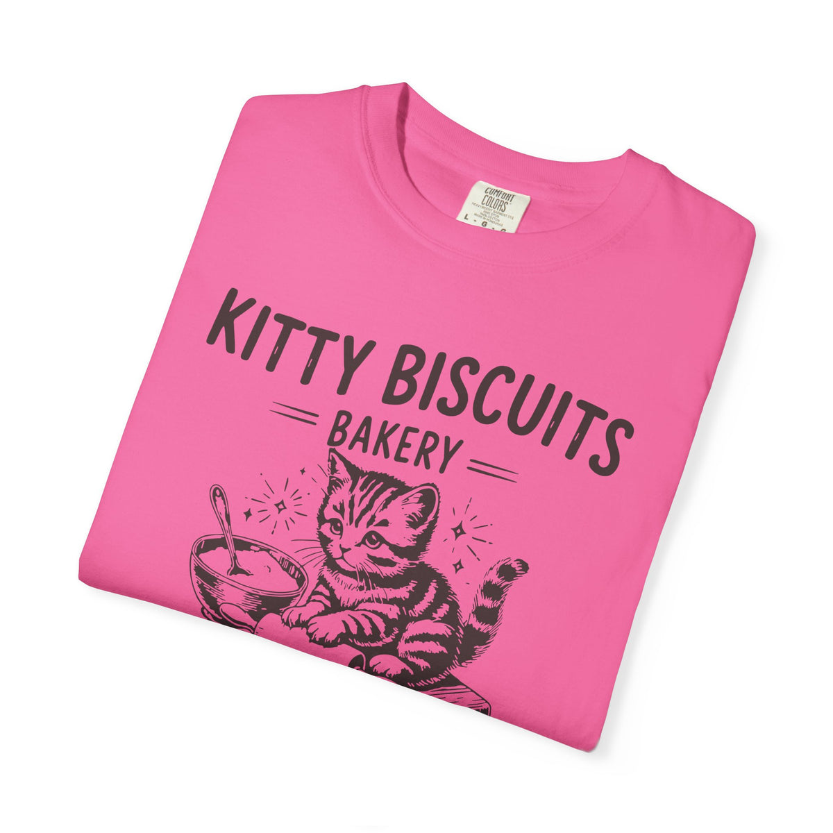 Kitty Biscuits Bakery - Comfort Colors | Trendy Women's and Men's T-Shirt. Direct to Garment. Printed & Shipped in the USA. Unisex Sizes.