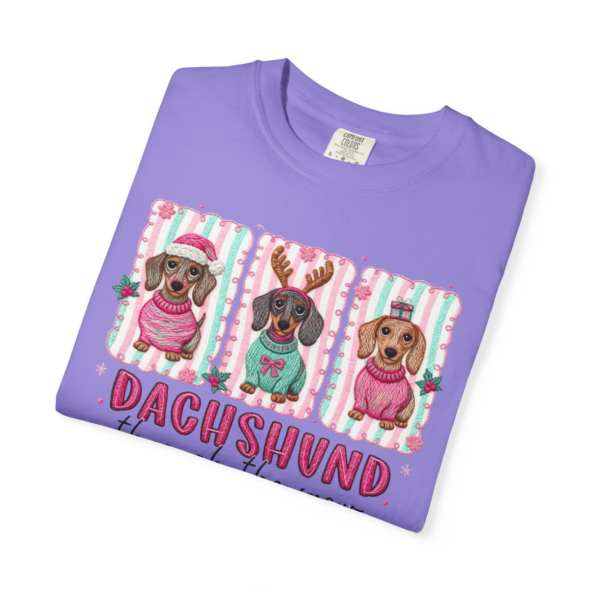 Dachshund Through the Snow - Comfort Colors | Trendy Women's T-Shirt. Direct to Garment. Printed & Shipped in the USA. Unisex Sizes.