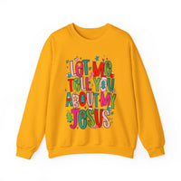 Let Me Tell You About My Jesus - Christmas Faith – Gildan Heavy Blend | Trendy Women’s Soft Sweatshirt. Direct to Garment. Printed & Shipped in the USA. Unisex Sizes.