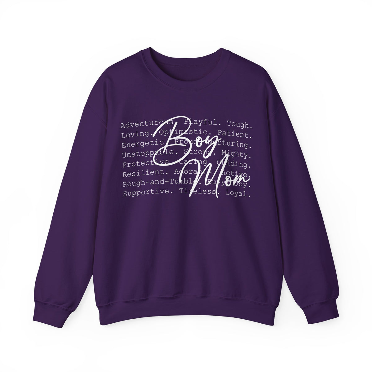 Boy Mom Typography – Gildan Heavy Blend | Trendy Women’s Soft Sweatshirt. Direct to Garment. Printed & Shipped in the USA. Unisex Sizes.