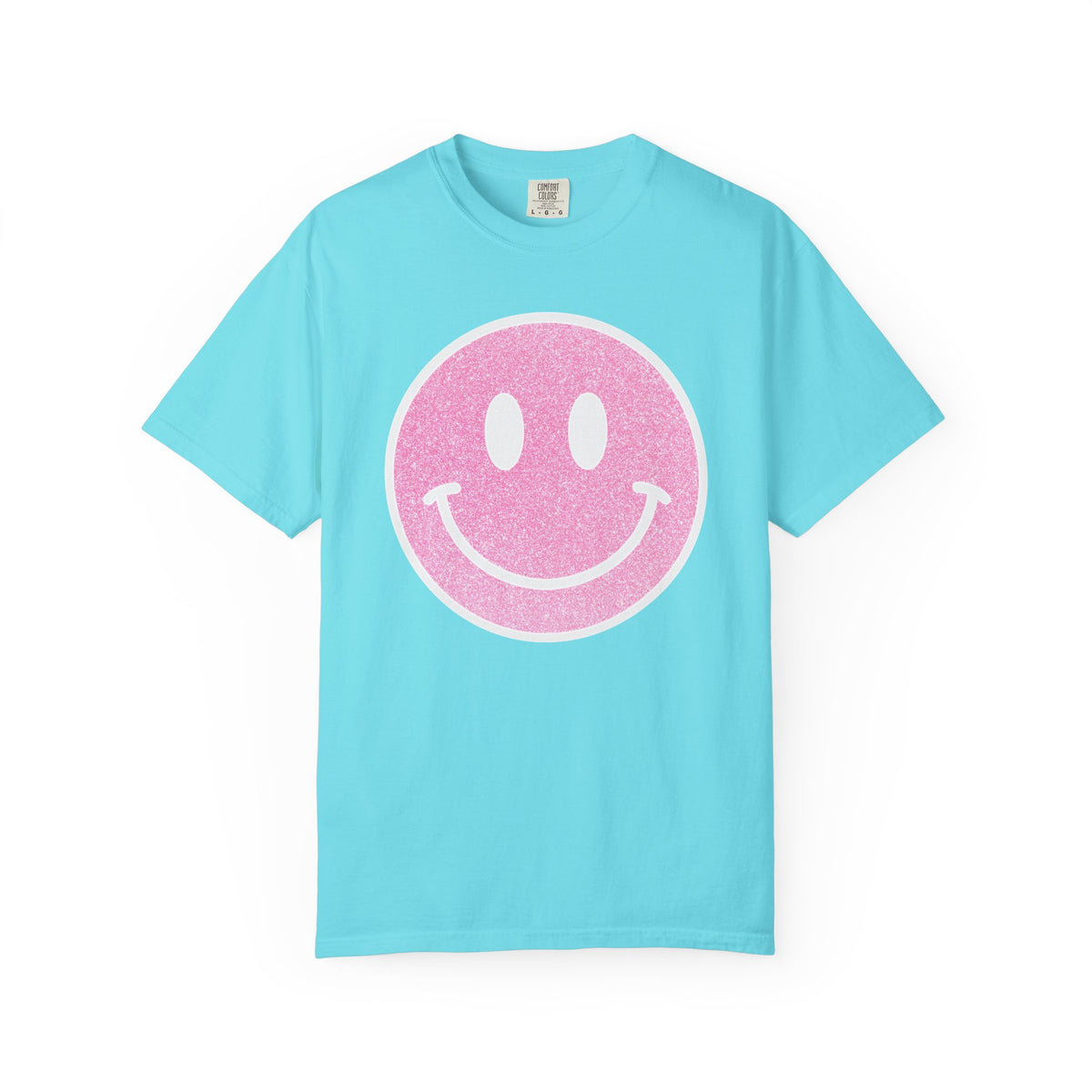 Faux Glitter Smiley - Comfort Colors | Trendy Women's T-Shirt. Direct to Garment. Printed & Shipped in the USA. Unisex Sizes.