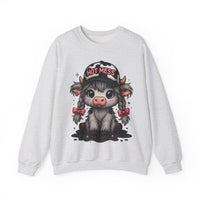 Cute Highland Cow 'Hot Mess' In Braids – Gildan Heavy Blend | Trendy Women’s Soft Sweatshirt. Direct to Garment. Printed & Shipped in the USA. Unisex Sizes.